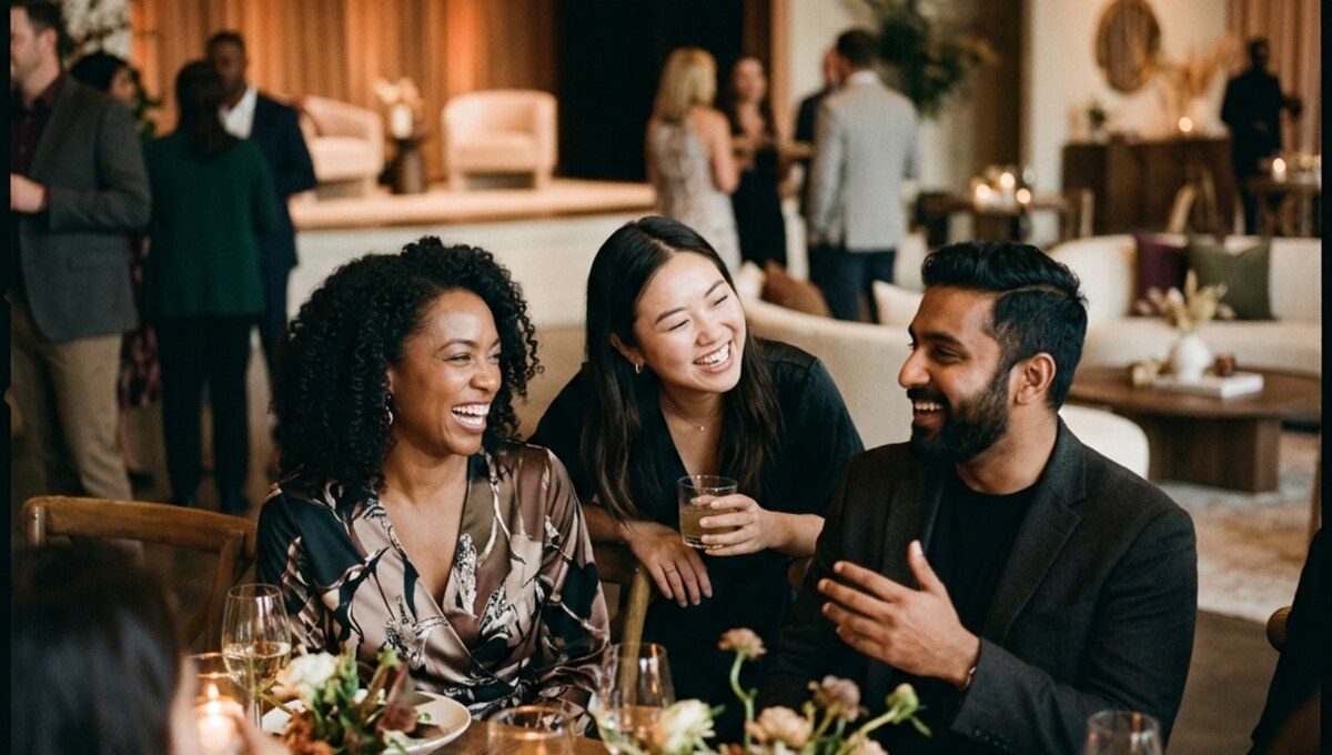 Guests sharing a warm, candlelit moment at a live event